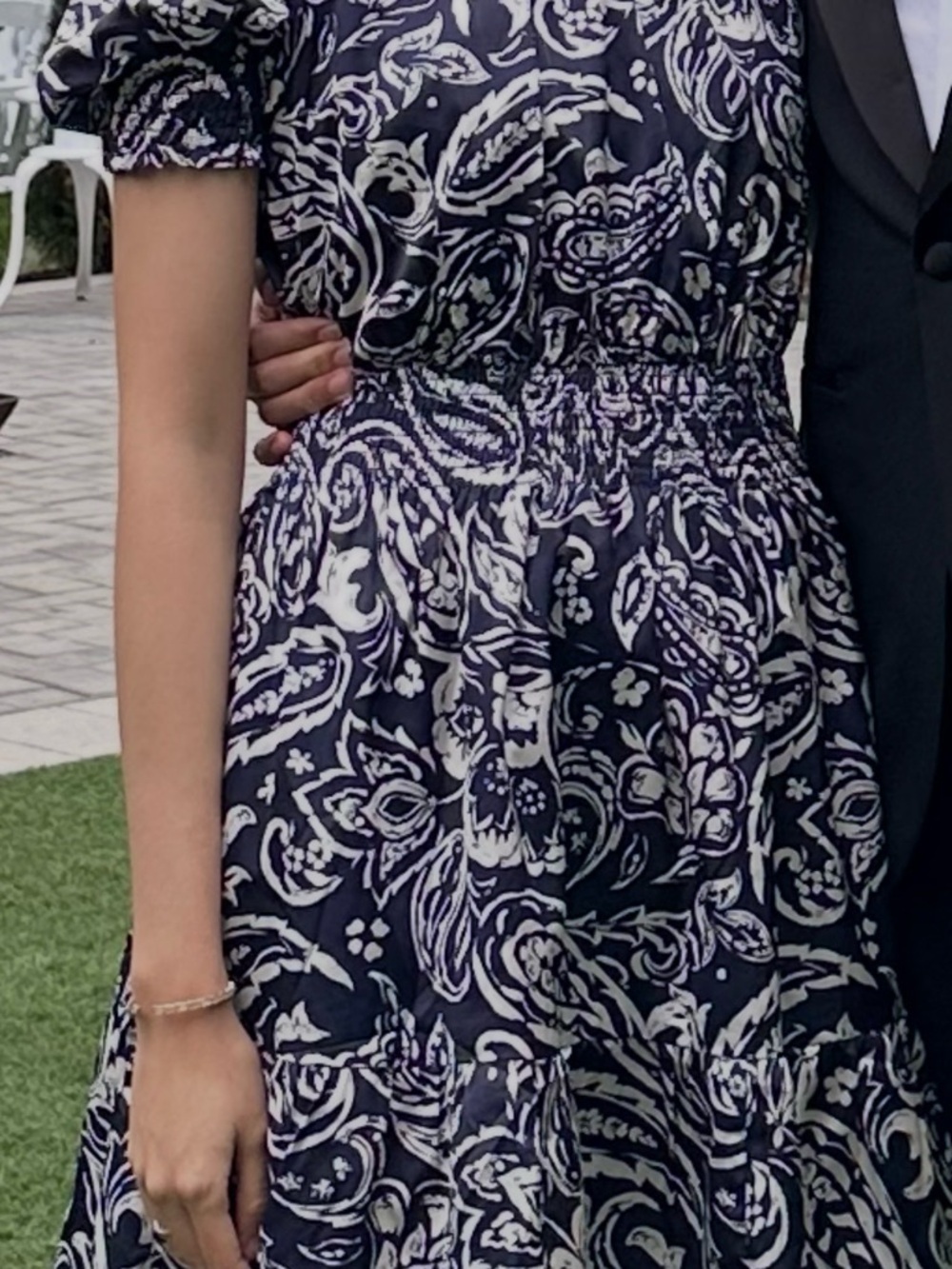 THML wear once - Navy and White Paisley Mini Dress - Picture 6 of 6